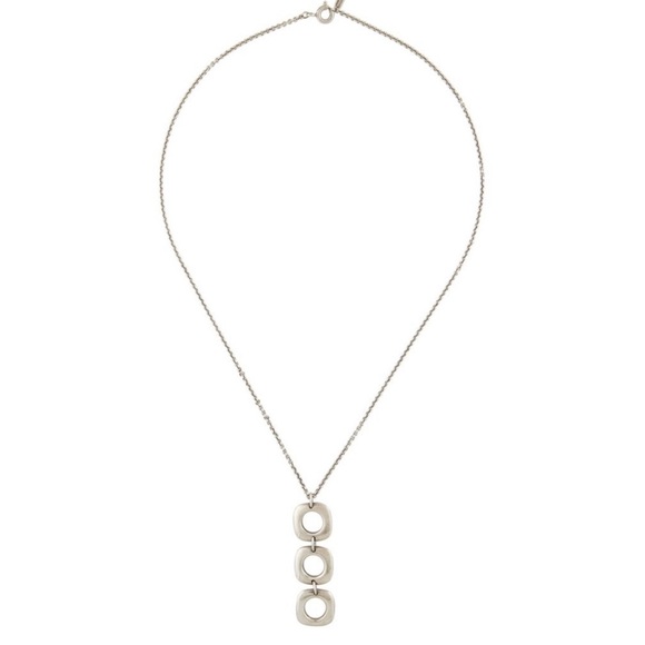 Tiffany & Co. Square Cushion Triple Drop Pendant Necklace Sterling Silver Rare - Picture 4 of 6